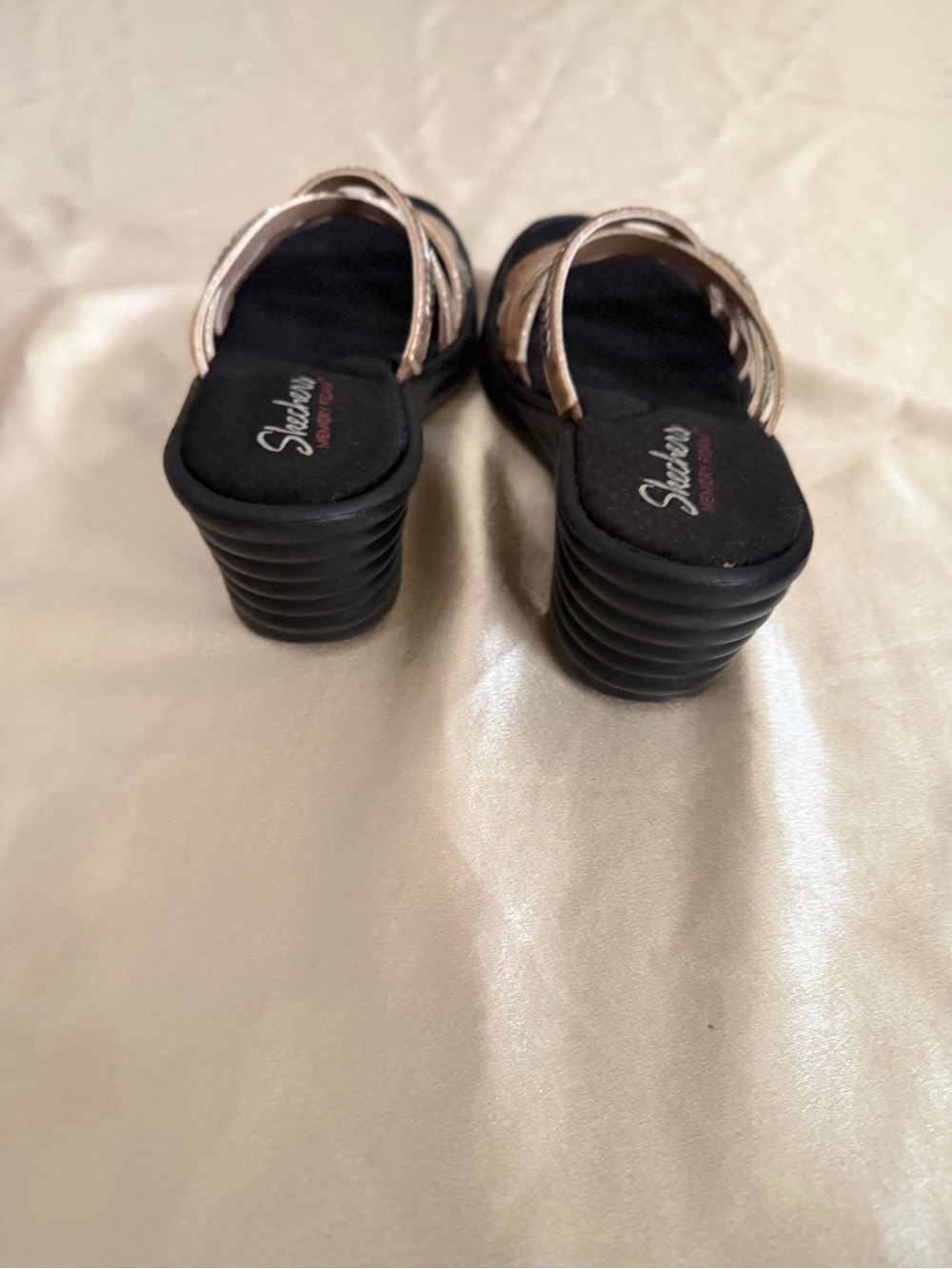 Skechers Cali Rumbler Wave - New Lassie Wedge Sandals, Rose Gold, Size 8 - Picture 11 of 11